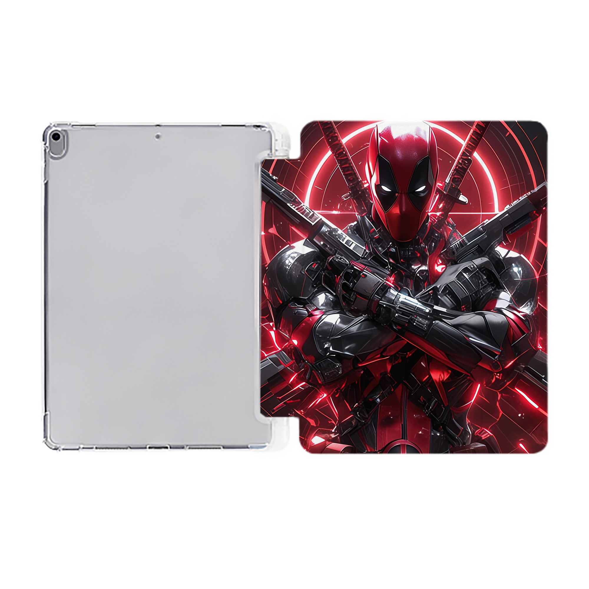 （画像用） Deadpool デッドプール IPad ケース ペン収納付き 三つ折りスタンド PUレザー×シリコン 対応機種9.5/10.5/10.9インチ